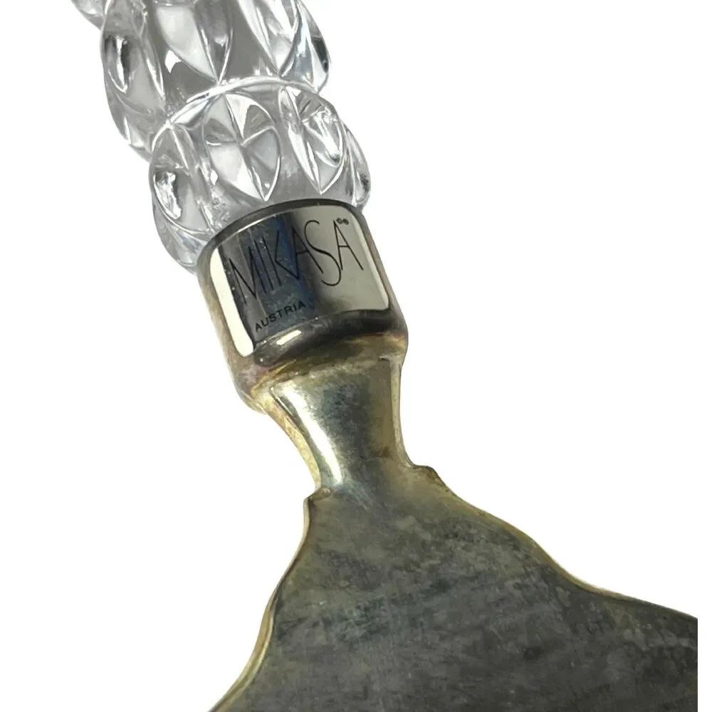 Mikasa Pie / Cake Knife Crystal Handle Silver Toned Serving Utensil Vintage